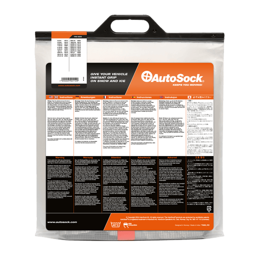 Back side of product packaging of AutoSock for forklifts AF 20 AF20