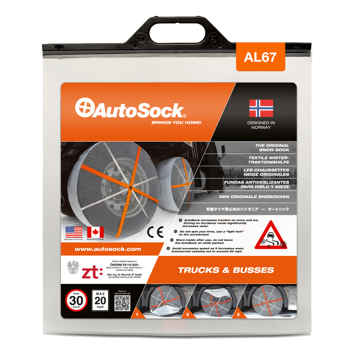 Product Packaging of AutoSock AL 67 AL67 for trucks (front view)