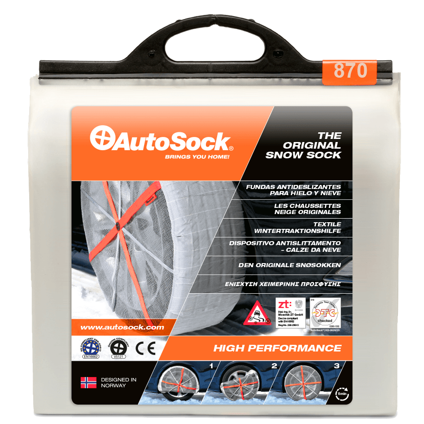 Product Packaging of AutoSock HP 870 HP870 for passenger cars and light commercial vehicles (front view)
