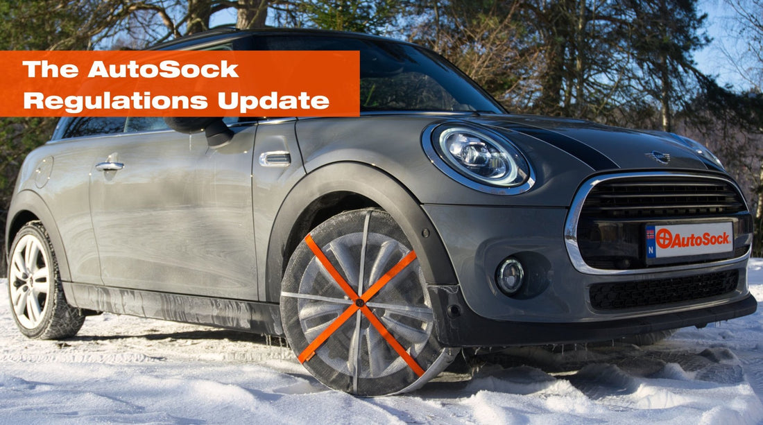 The original snow sock mounted on front wheel of a passenger car: Regulations Update