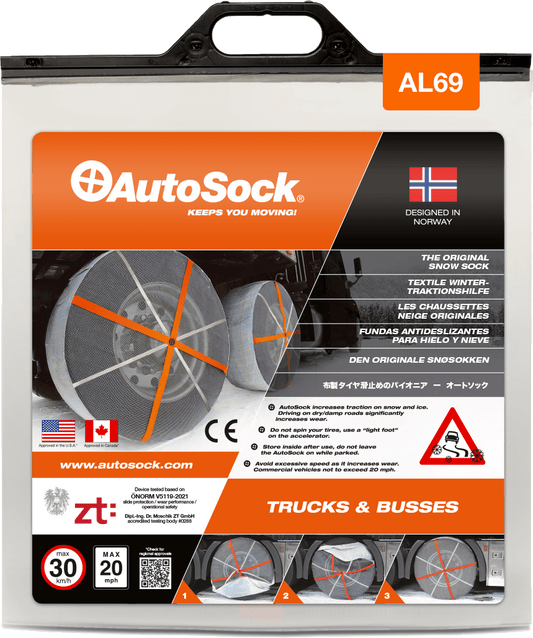 Product Packaging of AutoSock AL69 for trucks (front view)