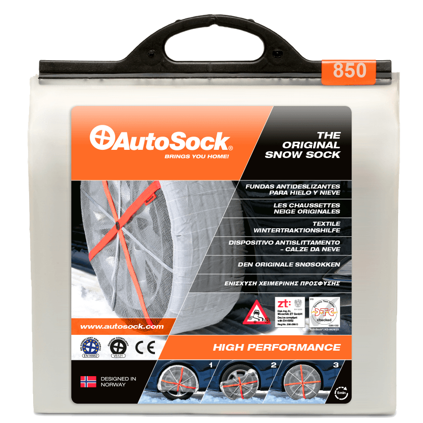 Product Packaging of AutoSock HP 850 HP850 for passenger cars and light commercial vehicles (front view)