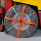 Side view of AutoSock AF tire sock installed on a forklift wheel